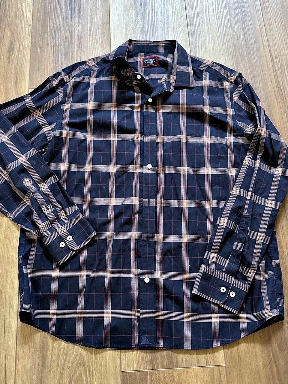 UNTUCKit Wrinkle Free Plaid Button Down Blue & Brown XX-Large